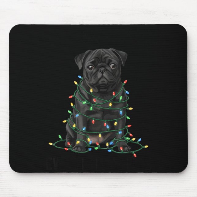 Black Pug Christmas I'm Fine Everything Is Fine  Mousepad (Vorne)