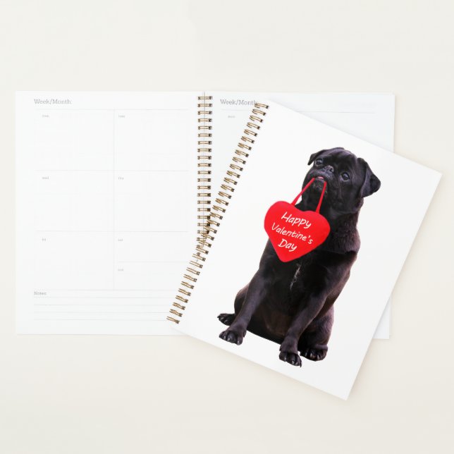 Black Pug Wishing Happy Valentine's Day Planer (Anzeige)