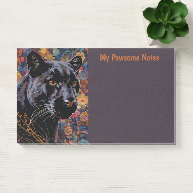 Black Puma Cat Boho My Pawsome Personal Post-it Klebezettel (Büro)