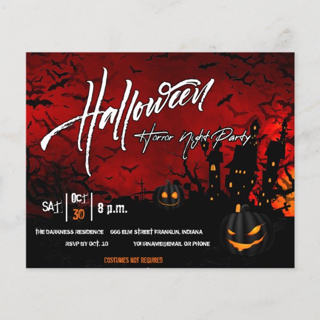 Black Pumpkin Halloween-Party Einladung Flyer (Vorne)