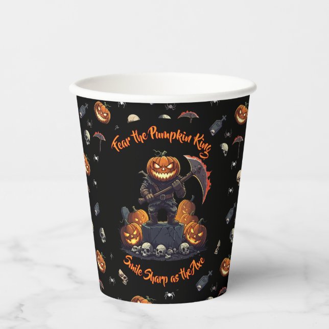🖤 Black Pumpkin King Halloween Cup 🎃 Pappbecher (Vorderseite)