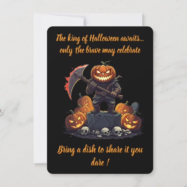🖤 Black Pumpkin King Halloween 🎃 Einladung (Rückseite)