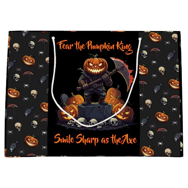 🖤 Black Pumpkin King Halloween 🎃 Große Geschenktüte (Vorderseite)