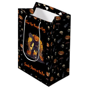 🖤 Black Pumpkin King Halloween 🎃 Mittlere Geschenktüte