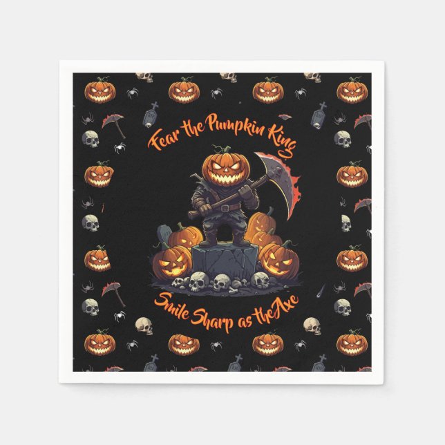 🖤 Black Pumpkin King Halloween Napkin 🎃 Serviette (Vorderseite)