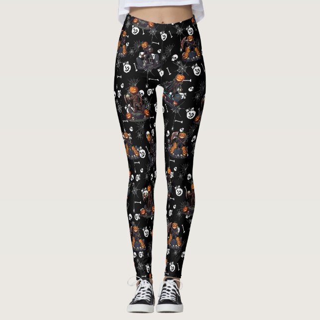 🖤 Black Pumpkin King Kid Leggings 🎃 (Vorderseite)