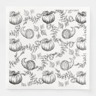 Black Pumpkin Toile Paper Dining Napkin Serviette