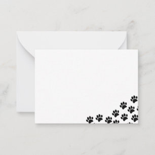 Black Puppy Paw Prints Mitteilungskarte