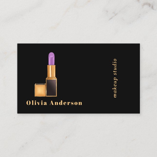 Black Purple Lipstick Makeup Artist MUA  Visitenkarte (Vorderseite)