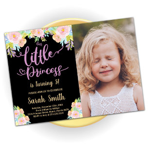 Black Purple Princess Invitations Anniversaire W P