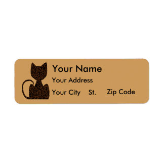 Black Puzzle Cat Address Labels