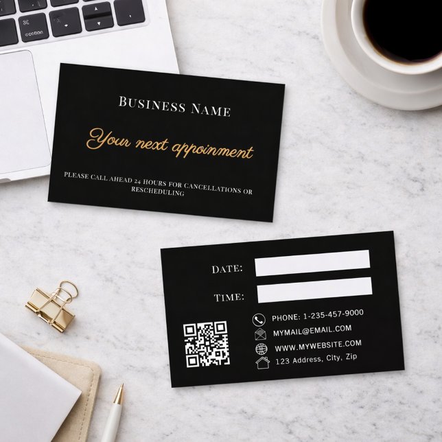 Black QR business customer client appointment card Rabattkarte (Von Creator hochgeladen)