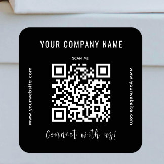 Black QR Code Business Promotional Modern Connect Quadratischer Aufkleber