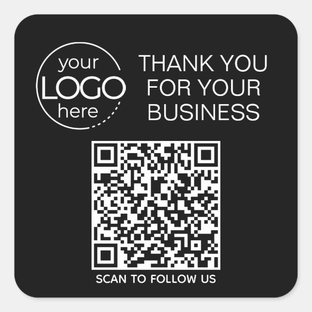 Black QR Code Intelligente Kontaktaufnahme Quadratischer Aufkleber (Vorderseite)