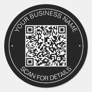 Black QR Code Intelligente Kontaktaufnahme Runder Aufkleber