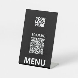 Black Qr Code Menu | Logo Contactless Modern Sockelschild