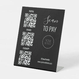 Black QR Code Scan Me Contactless Business Logo Sockelschild