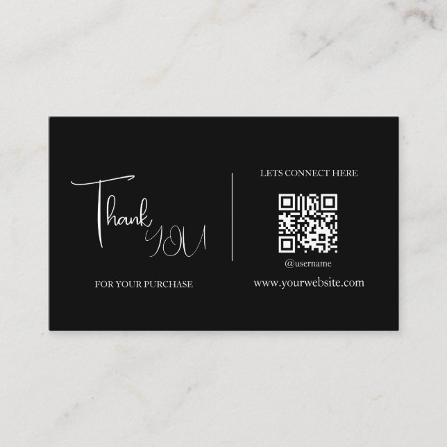 Black QR Code Vielen Dank Kartendiskontcode Visitenkarte (Vorderseite)