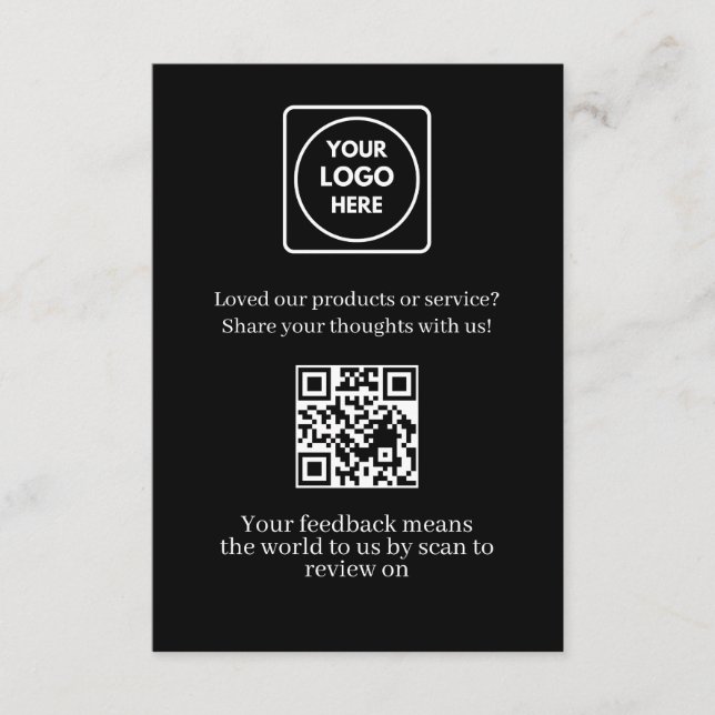 Black QR | Customer Feedback & Review Link Begleitkarte (Vorderseite)