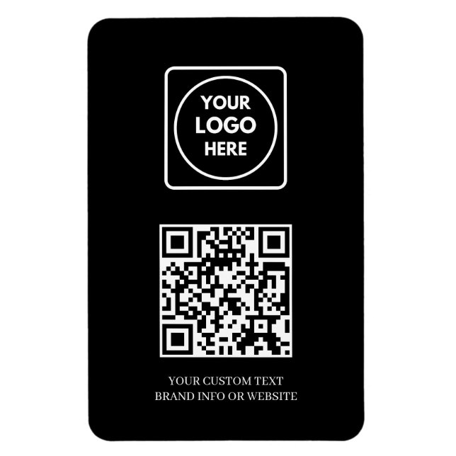 Black QR | Professional Modern Business Logo Magnet (Vertikal)