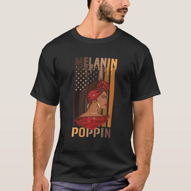 Black Queen African History Melanin - American Fla T-Shirt (Vorderseite)