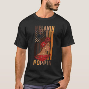 Black Queen African History Melanin American Flag T-Shirt