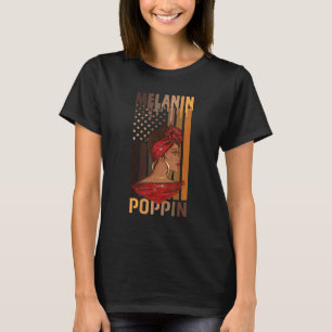Black Queen African History Melanin American Flag T-Shirt