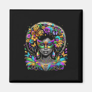 Black Queen Afro afrikanische Beads Maske Mardi Gr Magnet