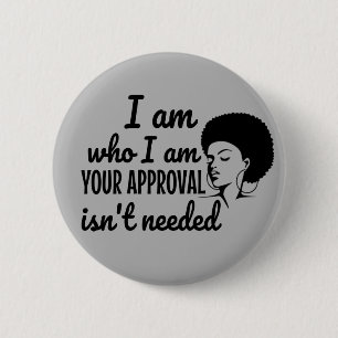 Black Queen Afro American Button