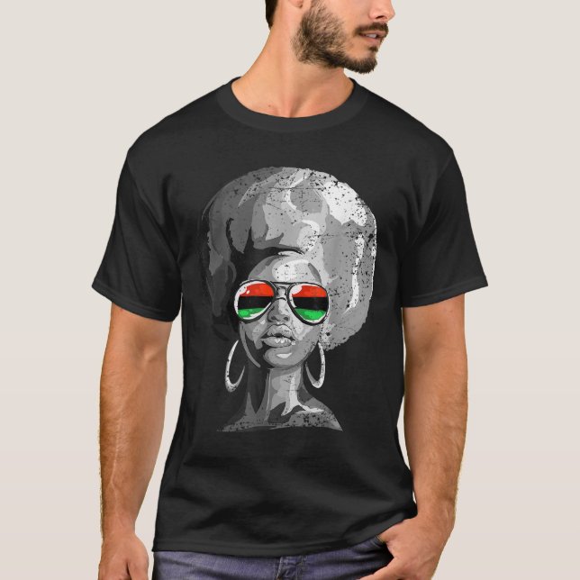 Black Queen Afro Frauengesicht T-Shirt (Vorderseite)