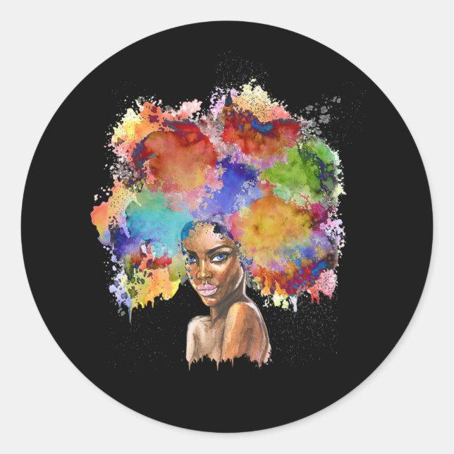 Black Queen Afro Melanin Art African American Runder Aufkleber (Vorderseite)