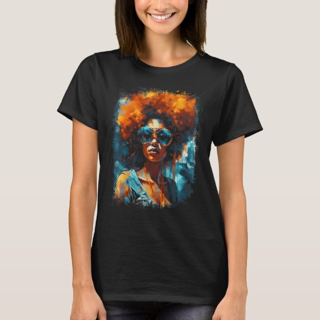 Black Queen Afro Melanin Dripping 13. Juni T-Shirt (Vorderseite)