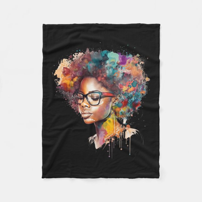 Black Queen Afro Melanin Gran Canaria Fleecedecke (Vorderseite)