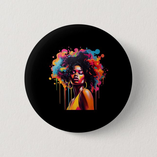 Black Queen Afro Melanin treibt Juneteenth Afrikan Button (Vorderseite)