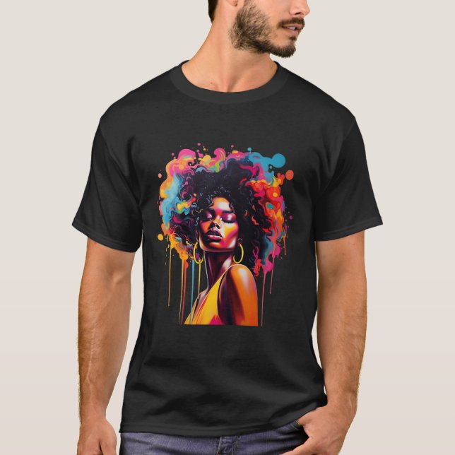 Black Queen Afro Melanin treibt Juneteenth Afrikan T-Shirt (Vorderseite)