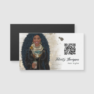 Black Queen Beauty Fashion Haar QR Code Magnetkarte