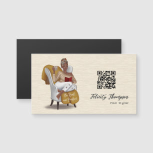 Black Queen Beauty Fashion Haare QR Code Magnetkarte