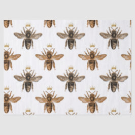 Black Queen Bees on White Decoupage Seidenpapier
