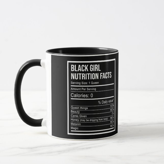Black Queen Black Girls Nutrition Facts Friends Tasse (Links)