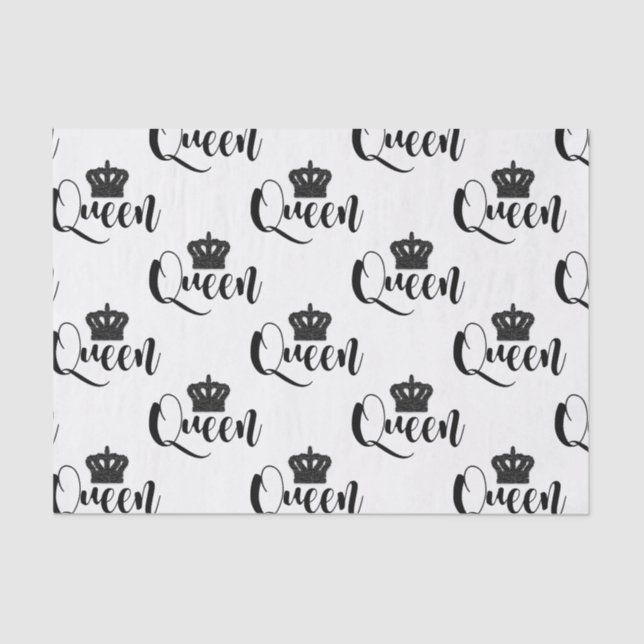 Black Queen Black & White Script Typ Partys Seidenpapier (Vorderseite)