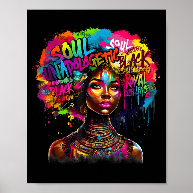 Black Queen Dripng Afro Melanin Black History Mont Poster (Vorne)