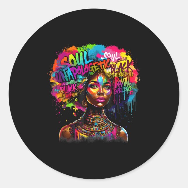 Black Queen Dripng Afro Melanin Black History Mont Runder Aufkleber (Vorderseite)