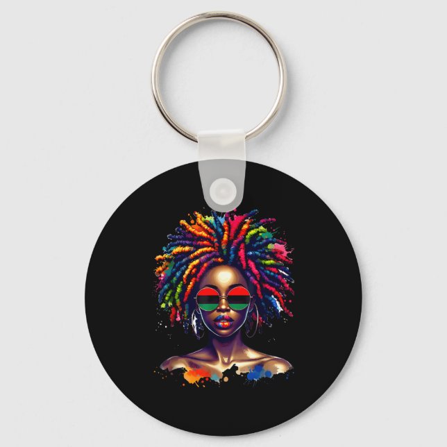 Black Queen Dripng Afro Melanin Black History Mont Schlüsselanhänger (Vorderseite)