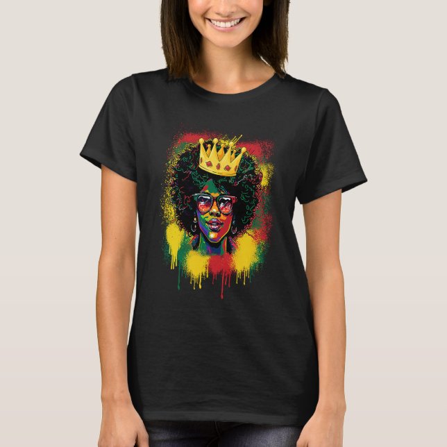 Black Queen Dripping BHM Pride Afro American Woman T-Shirt (Vorderseite)