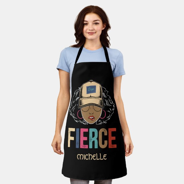 Black Queen | Fierce | Schwarze Frau Schürze (Getragen)