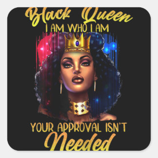 Black Queen Lady Curly Natural Afro African Americ Quadratischer Aufkleber