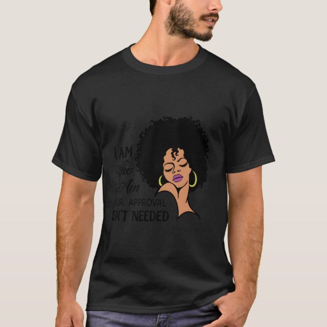 Black Queen Lady Curly Natural Afro African Americ T-Shirt (Vorderseite)