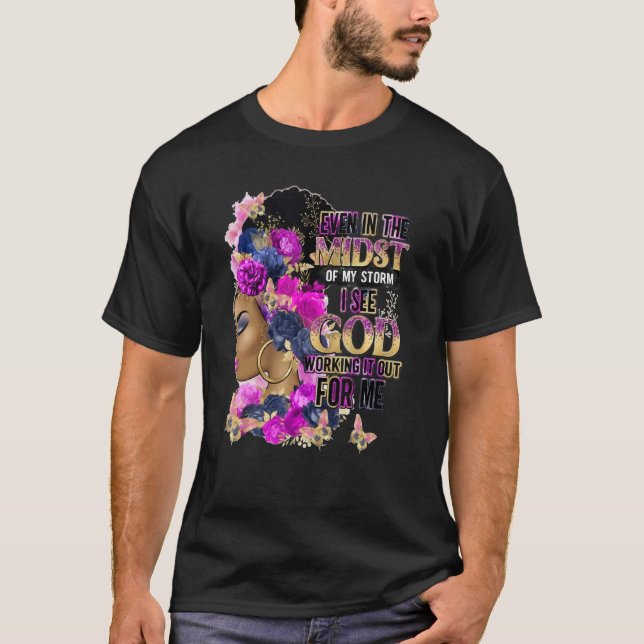 Black Queen Lady Curly Natural Afro African Americ T-Shirt (Vorderseite)