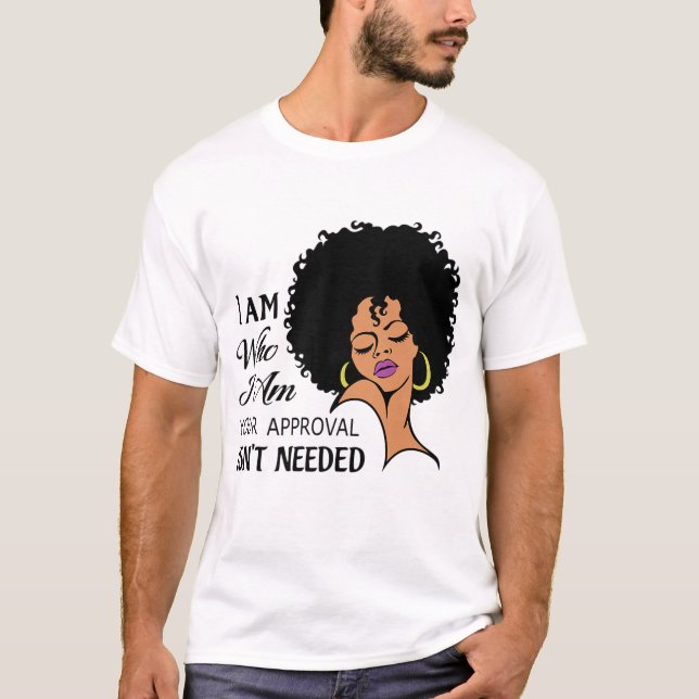 Black Queen Lady Curly Natural Afro African T-Shirt (Vorderseite)