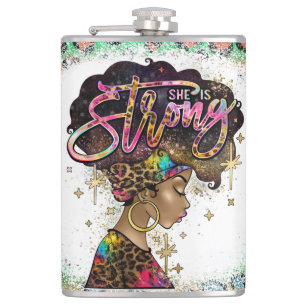 Black Queen Melanin Brown Skin Sista Magie Flachmann